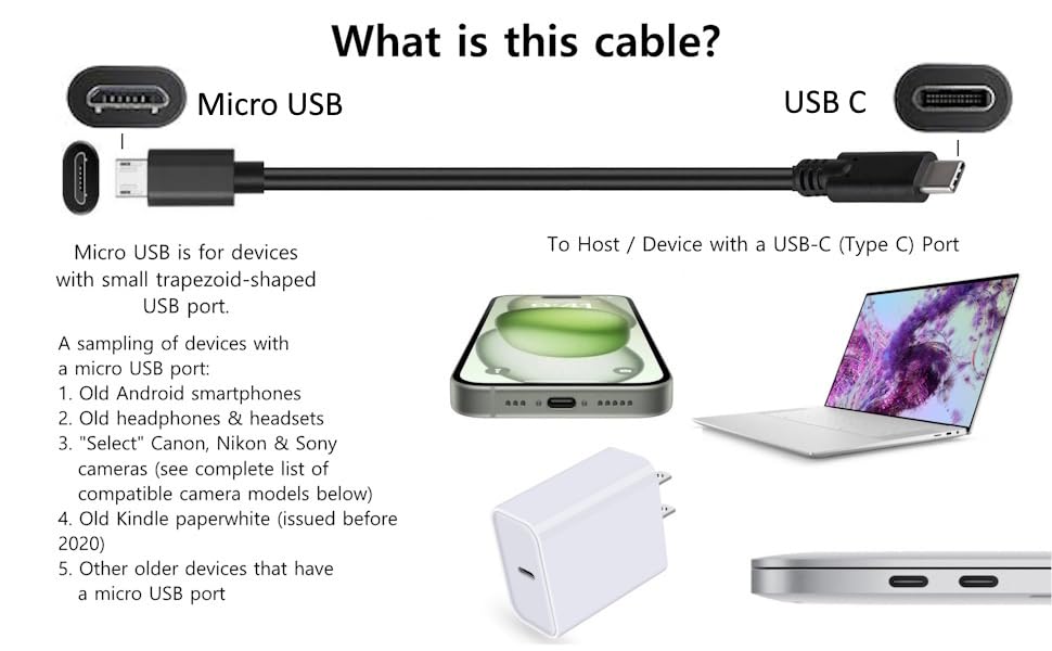 3FT USB C to Micro USB Data Transfer & Charge Cable for Old Devices/Phones - Image 2