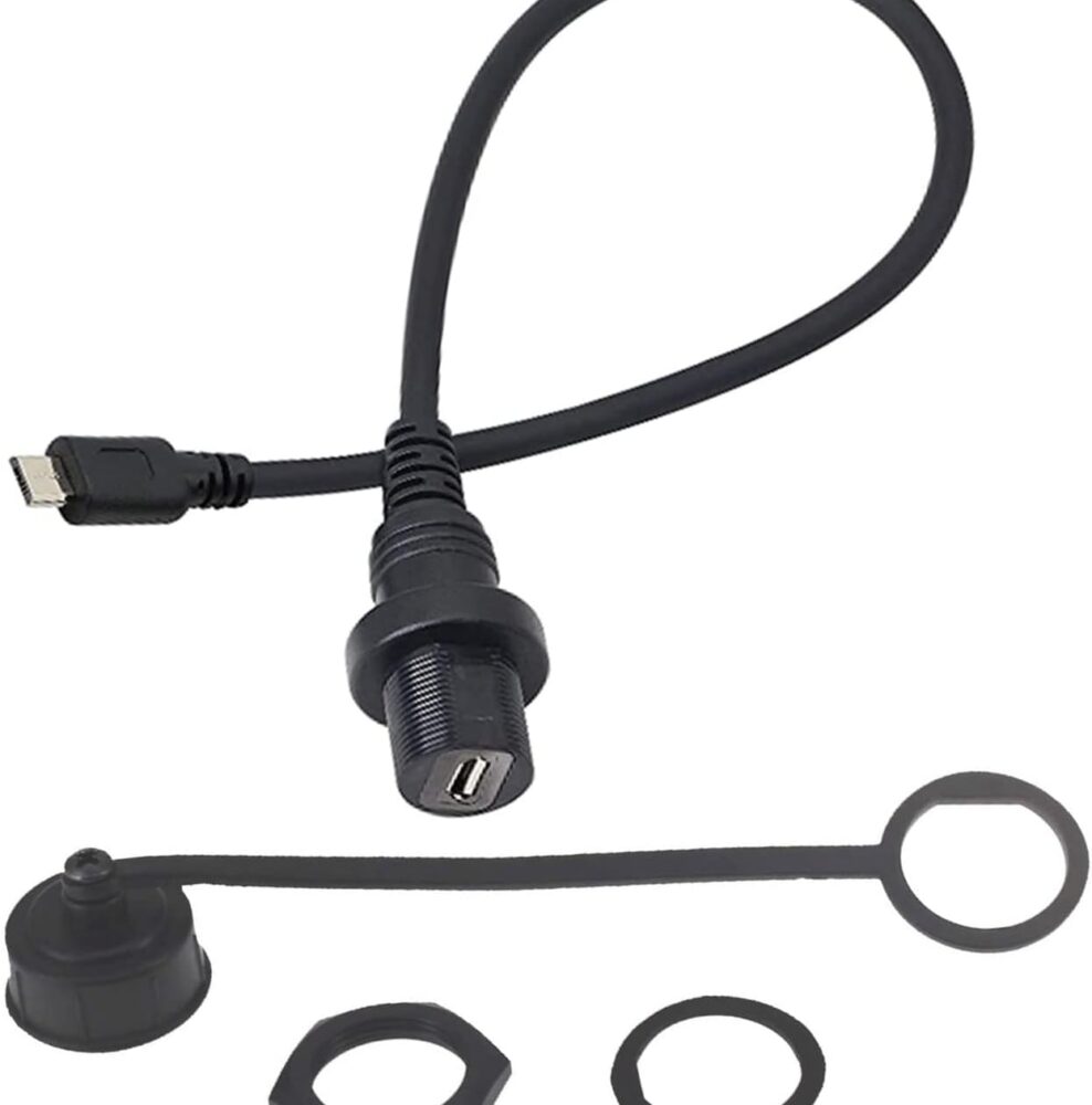 DEVMO 30cm Micro USB Mount Extension Dash Flush Cable for Car, Boat, Motorcycle, Truck Dashboard (Micro USB)