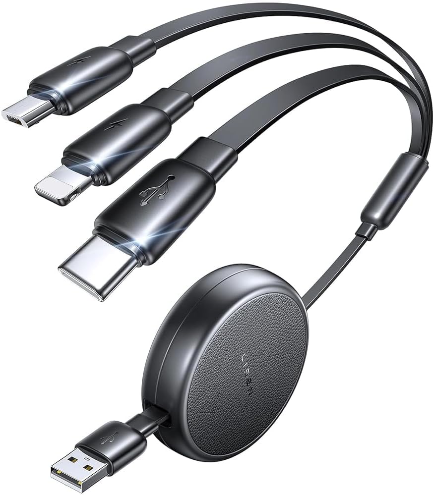 LISEN Multi Charging Cable, Retractable Car Charger for Multiple Devices