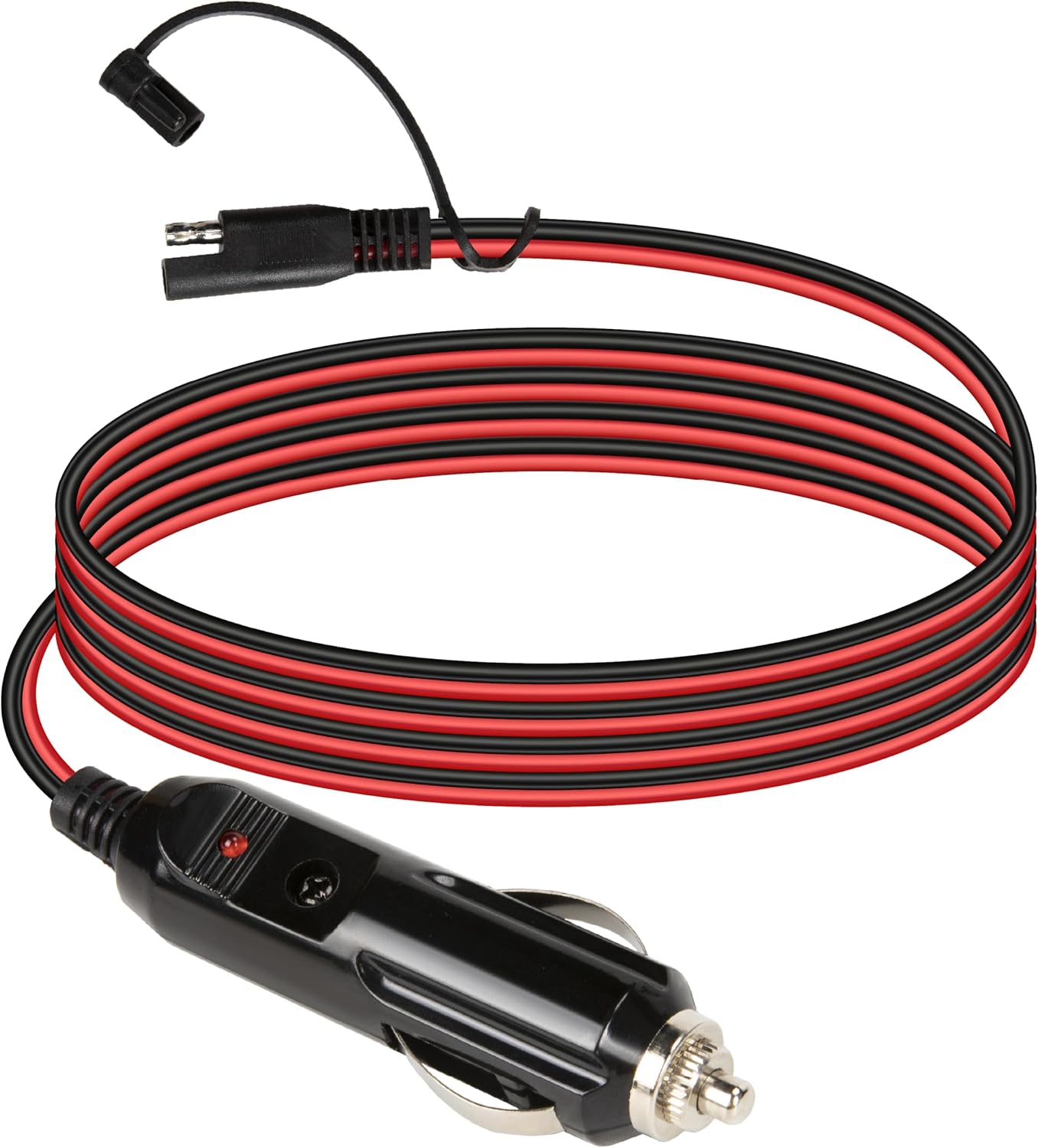 10FT 16AWG SAE to Cigarette Lighter Plug with Fuse and LED Light