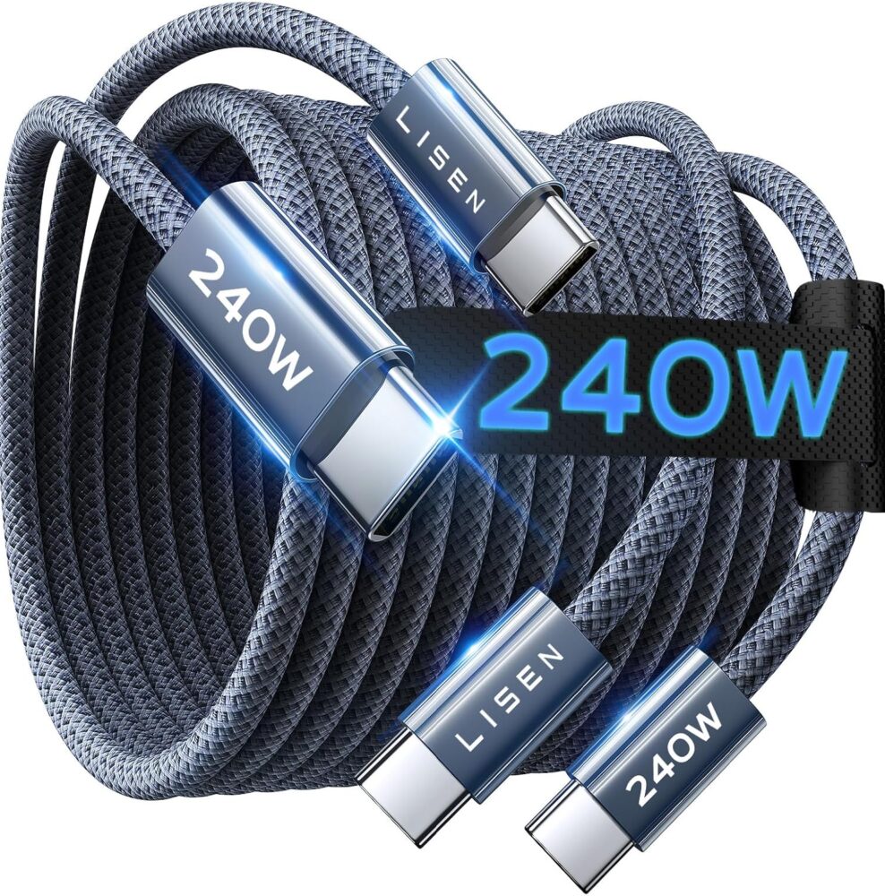 LISEN USB C to USB C Cable, 240W Fast Charging Type C Charger Cord (6.6FT)