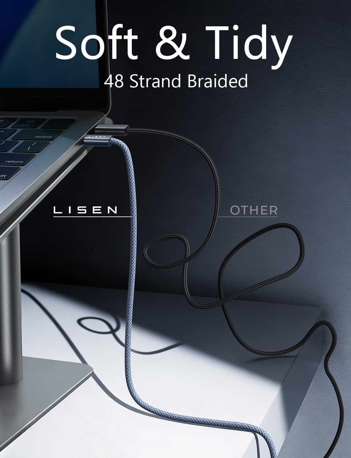 LISEN USB C to USB C Cable, 240W Fast Charging Type C Charger Cord (6.6FT) - Image 6