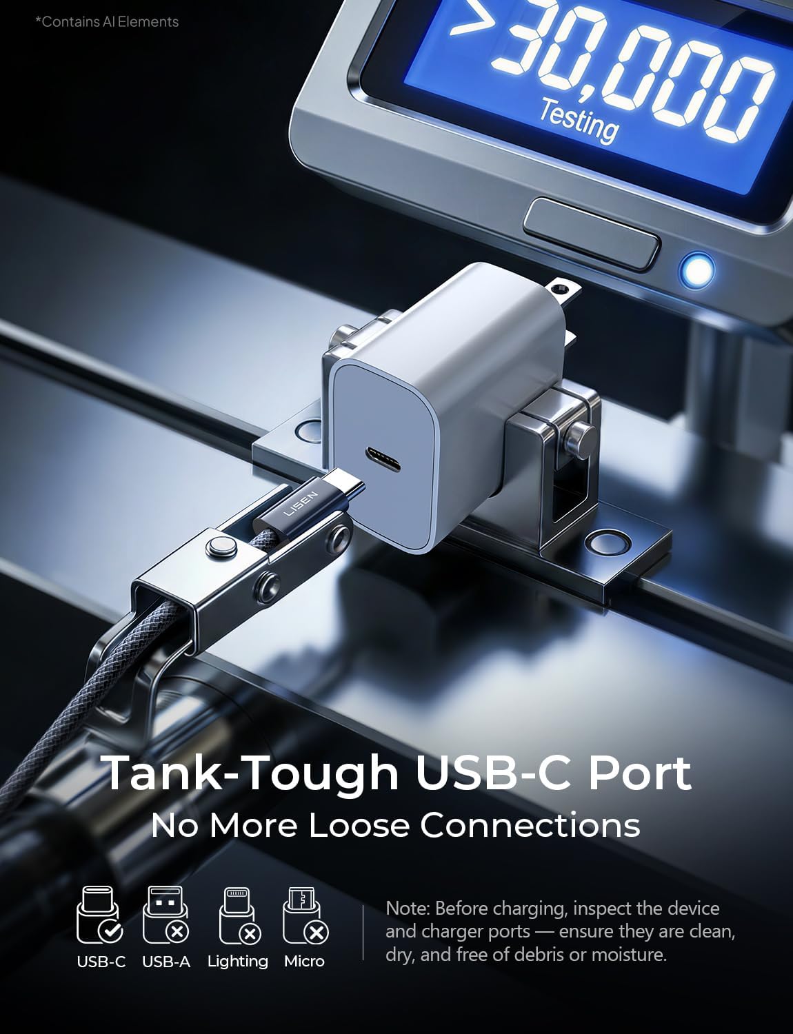 LISEN USB C to USB C Cable, 240W Fast Charging Type C Charger Cord (6.6FT) - Image 7