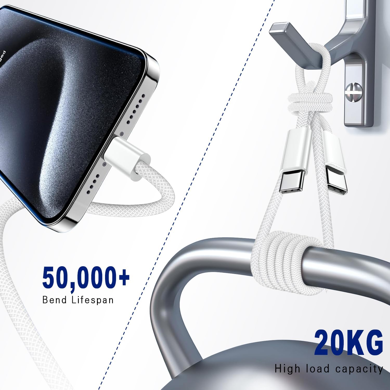 USB C to USB C Cable 3FT Certified 2Pack 60W usbc Woven Fast Charging - Image 4